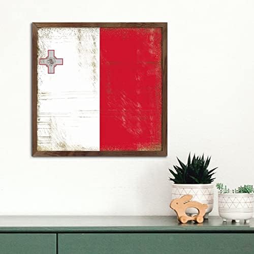 Malta Framed Wood Sign 12x12in Wall Decor