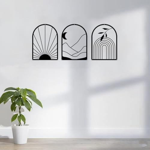 GSANMU Metal Wall Art Set - 3 pcs Minimalist Line Sculptures