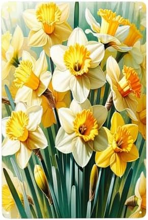 Beautiful Flowers Daffodil Metal Wall Art Sign Decor