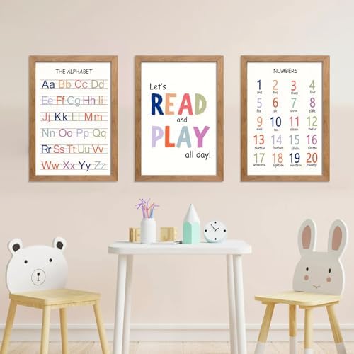 Cute Alphabet Numbers Wall Art Set of 3