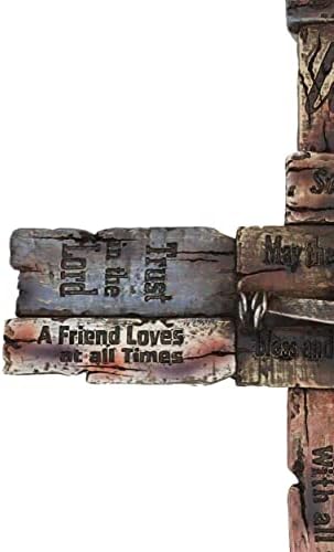 Ebros Gift Rustic Wall Cross Decor with Inspirational Words