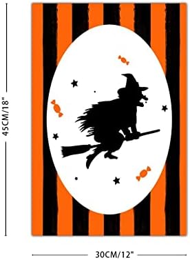 Wooden Halloween Sign with Orange Black Pumpkins Cat Witch