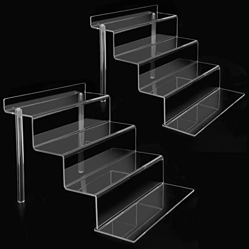4 Tier Acrylic Riser Display Shelf - 2 Sets Clear Organizer Stand