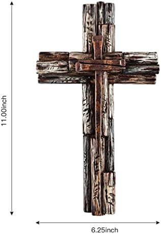 Eagrafts Rustic Layered Wood Resin Wall Cross