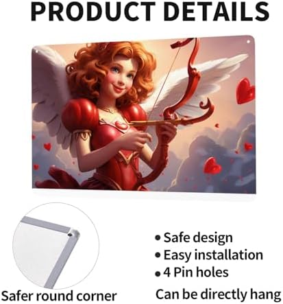 Enchanting Cupid Charm Tin Sign 12x8inch