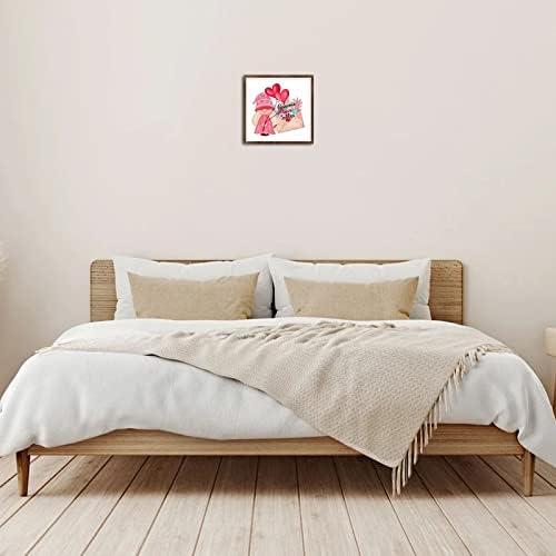 Wadcall Valentine Gnome Wall Decor 7x7 Inch Rustic Wooden Sign