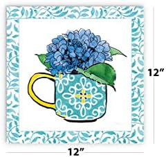 Floral Teacup III Vine Border Wall Plaque