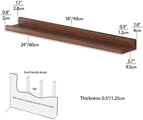 Wallniture Denver 24 Floating Shelves Set of 2 Walnut