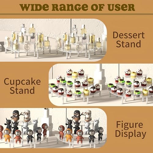 2 Pack 3 Tier Acrylic Display Risers for Cupcakes Perfume and Collections
