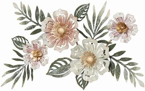 Floral Sway Wall Art Sculpture - Pastel Pink Gold Handpainted