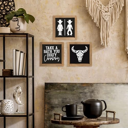 Flangairy Western Cow Skull Decor Wall Art Signs