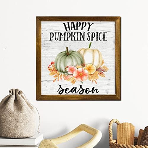 Happy Pumpkin Spice Season Framed Wooden Sign 12x12
