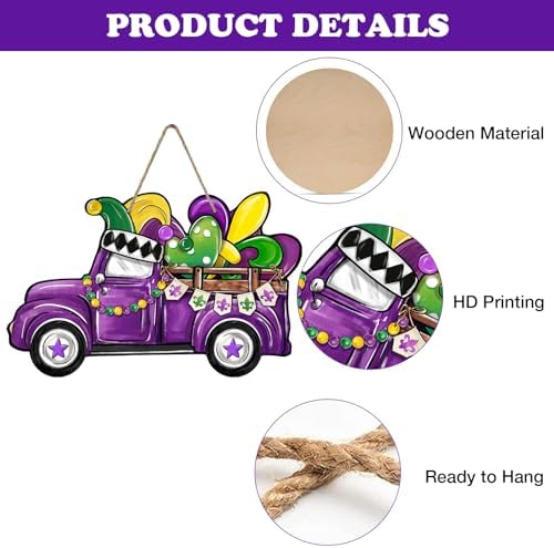 Bolisom Mardi Gras Purple Truck Door Sign