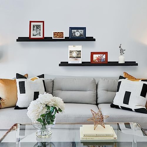 PHOENANCEE 36 Inch Floating Shelves Set of 2 Rustic Black