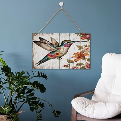 Spring Summer Hummingbird Door Sign 10x16 Welcome Decor 1