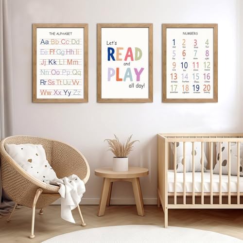Cute Alphabet Numbers Wall Art Set of 3