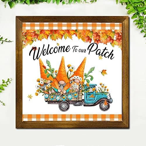 Welcome to Our Patch Blue Truck Framed Wooden Sign 12x12 inch