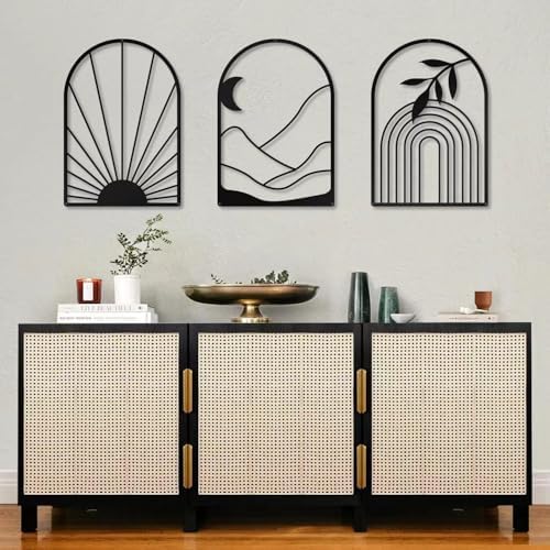 GSANMU Metal Wall Art Set - 3 pcs Minimalist Line Sculptures