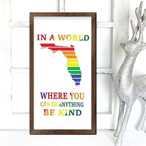 Rainbow Florida Map Wooden Wall Sign Farmhouse LGBTQ Decor