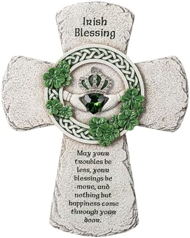 ShineOnAngel Irish Celtic Wall Cross - 8 Inch Handcrafted Claddagh Cross