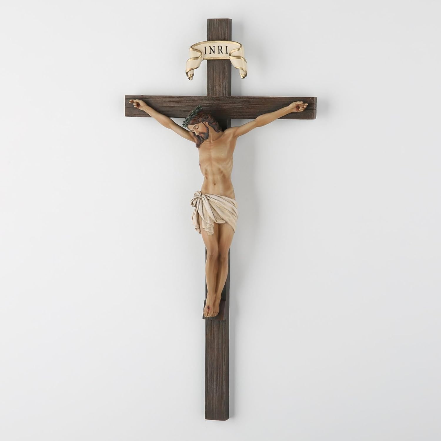 BC Catholic Crucifix Wall Cross 10 Inch Handmade Renaissance Sculpture
