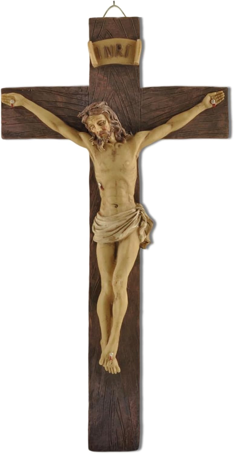 MeritMode 91 Inch Jesus Crucifix Wall Art - Handcrafted Resin Wall Cross