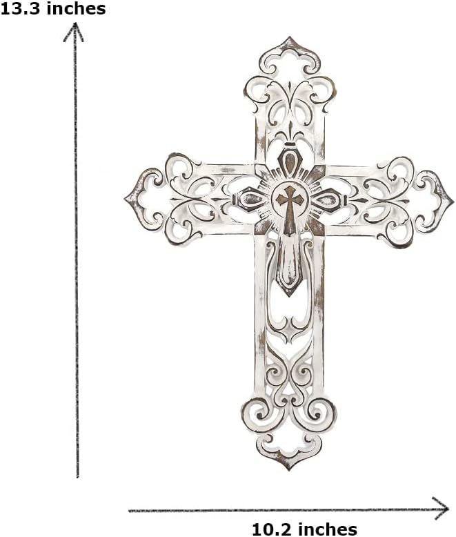 Comfy Hour 13-Inch Silver Wall Cross Religious Decor