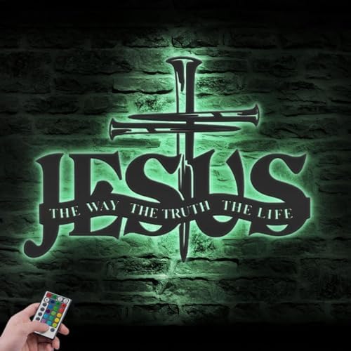 Personalized Cross Wall Decor with Name and LED Light