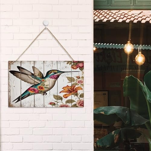 Spring Summer Hummingbird Door Sign 10x16 Welcome Decor 1
