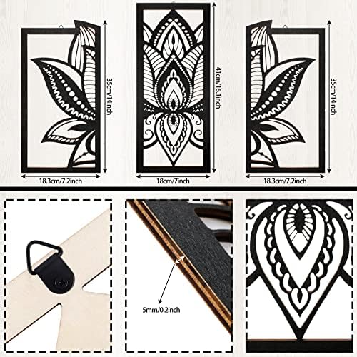 Maitys 3 Piece Black Lotus Mandala Wall Art
