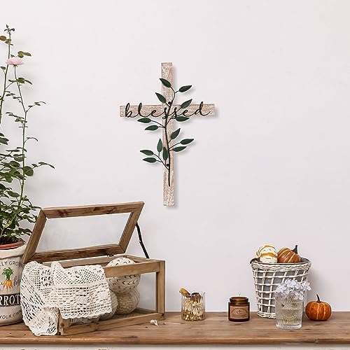 NIKKY HOME Wall Cross Rustic Wooden Cross Decor