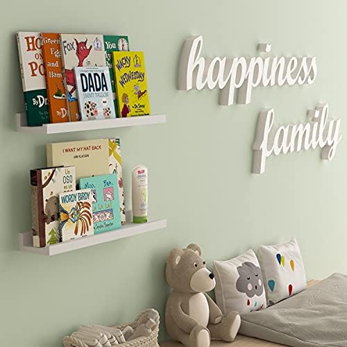 Wallniture Denver 17 White Floating Bookshelf and Picture Ledge Set of 2