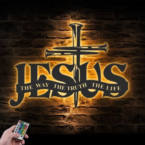 Personalized Cross Wall Decor with Name and LED Light
