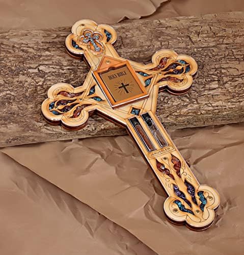 KARMA AND LUCK Multistone Wall Cross Protection Plaque