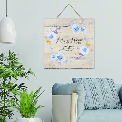 Autravelco MrMrs Wall Decor 12x12 Wood Sign