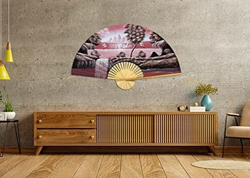 Chinese Cranes Giant Folding Wall Fan Hand-painted Decorative Art