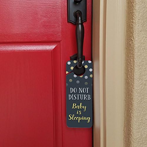 Do Not Disturb Baby is Sleeping Yellow Door Knob Hanger Sign