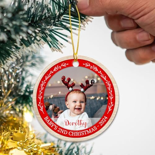 Personalized Babys 2nd Christmas Ceramic Ornament 2025