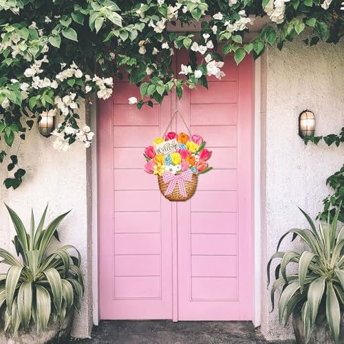Spring Welcome Door Sign Wooden Hanging Decor