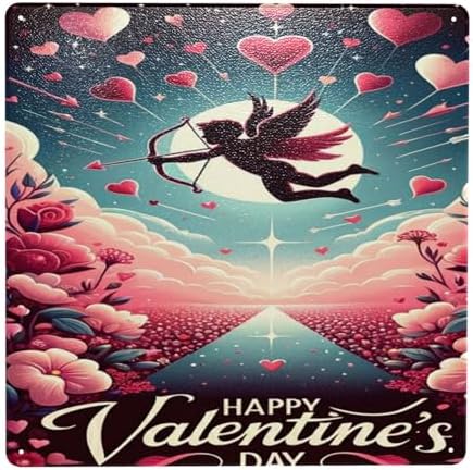 Retro Metal Wall Decor Sign with Love Theme 8x8inch