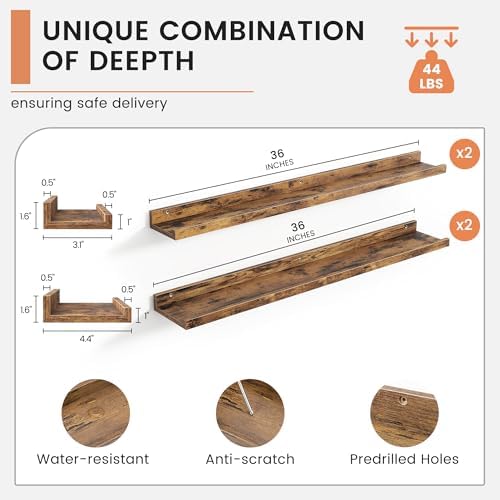 FLYJOE Floating Picture Ledge Shelves Set of 4