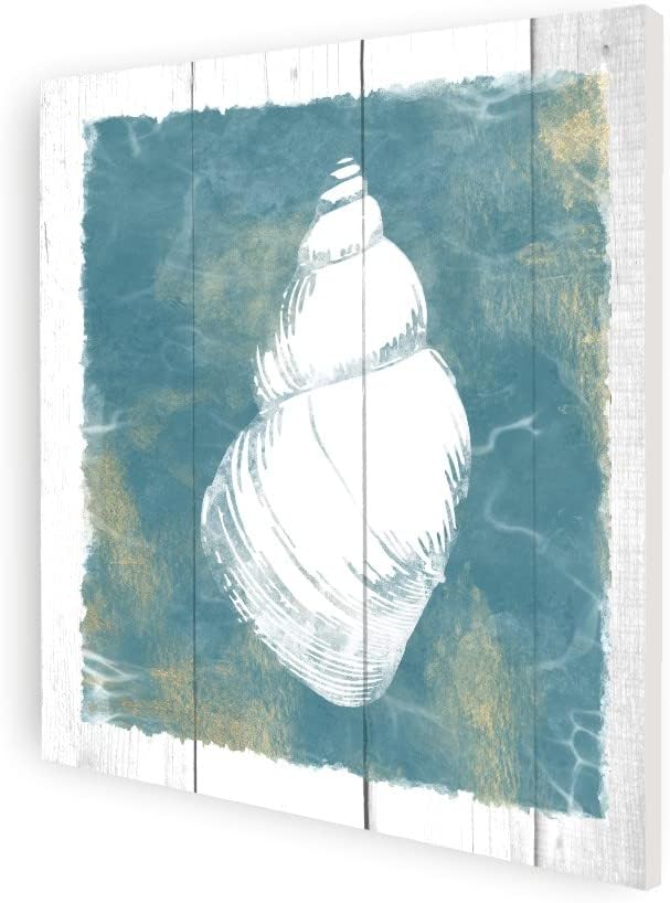 Seashell Beach Style Wood Wall Decor Sign 12x12
