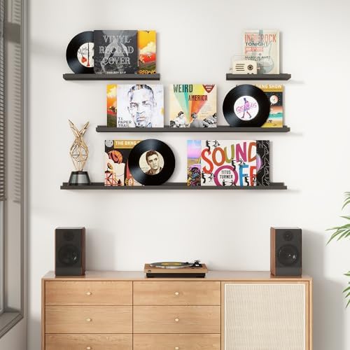 Modern Black Floating Shelf Set of 4 24 Inches Long