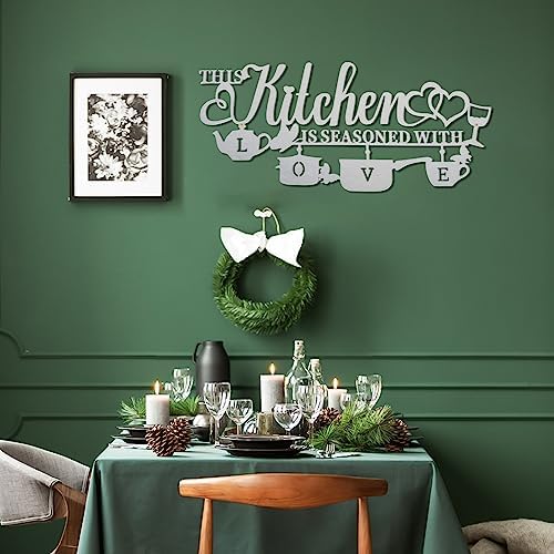 Metal Kitchen Wall Decor with Love Phrase Sign