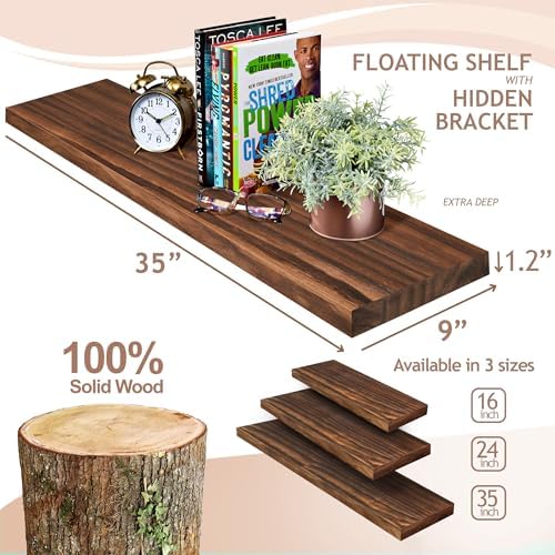 Sorbus 35-inch Solid Wood Floating Shelves Set of 2