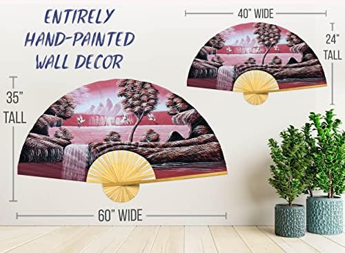 Chinese Cranes Giant Folding Wall Fan Hand-painted Decorative Art