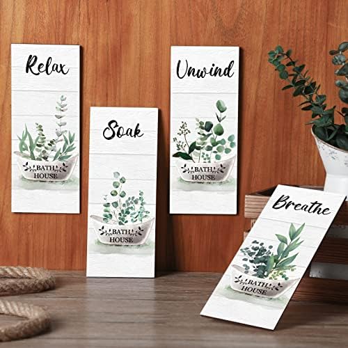 Tatuo 4 Piece Green Bathroom Wall Decor Signs