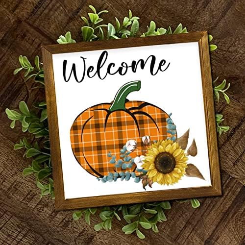 Farmhouse Style Welcome Sign Wooden Framed 12x12 Inch