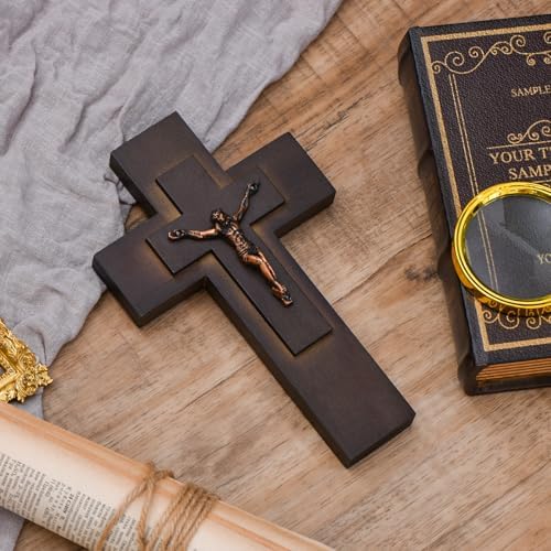 Elegant 9-Inch Wooden Cross with Metal Hook