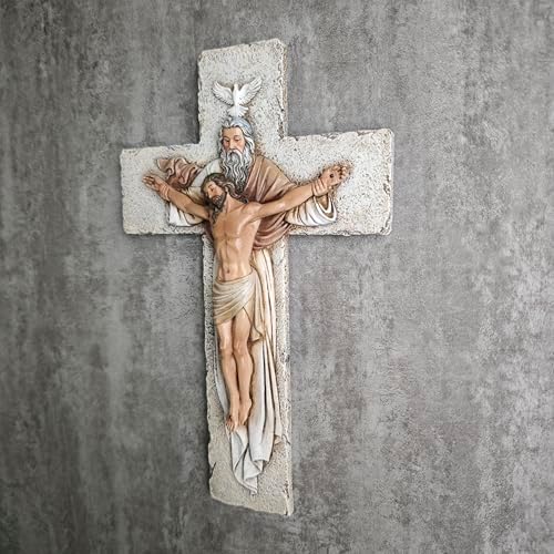 BC Catholic Holy Trinity Crucifix Wall Cross 95 High Inspiring Religious Sculpture